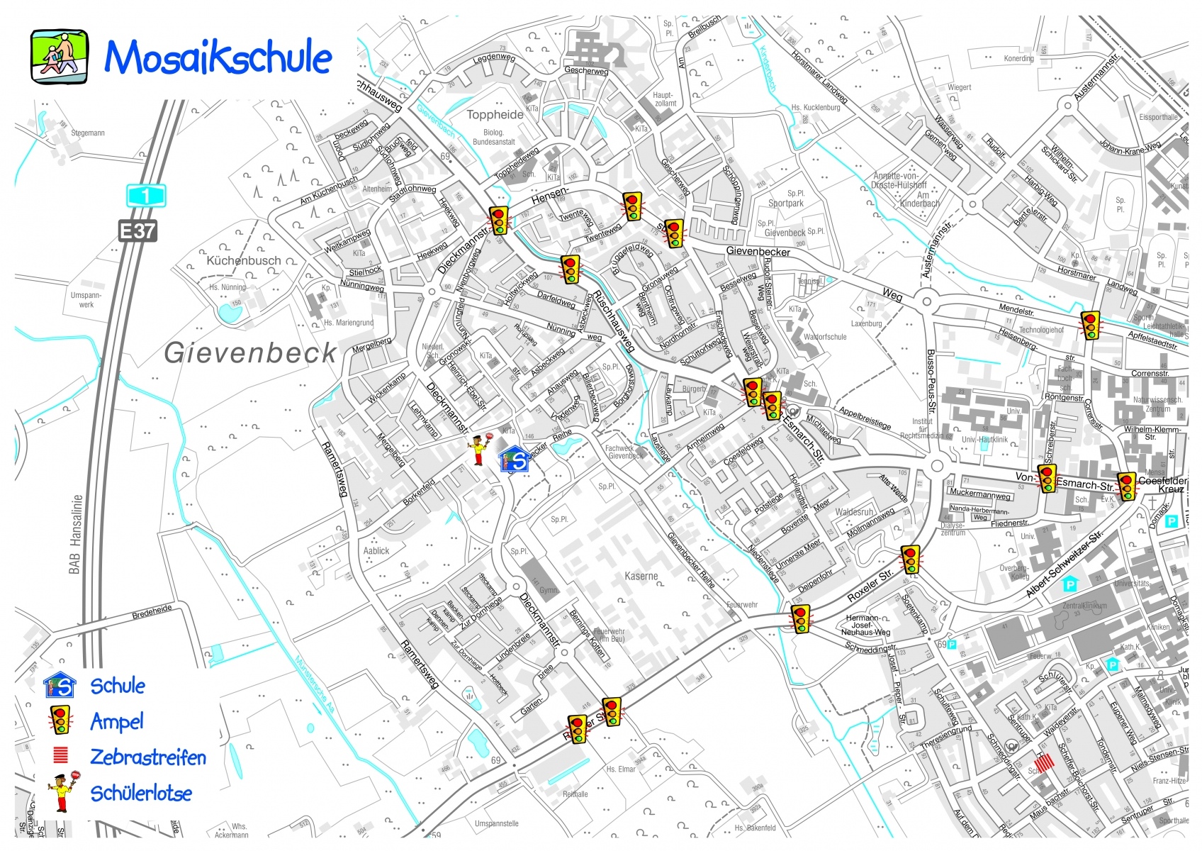 Schulwegplan mit Schülerlotsen